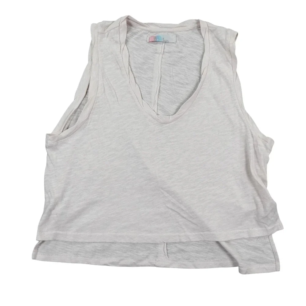 Free People FP Beach Tank Top Womens L Slub Cotton Asymmetrical Hem Lightweight